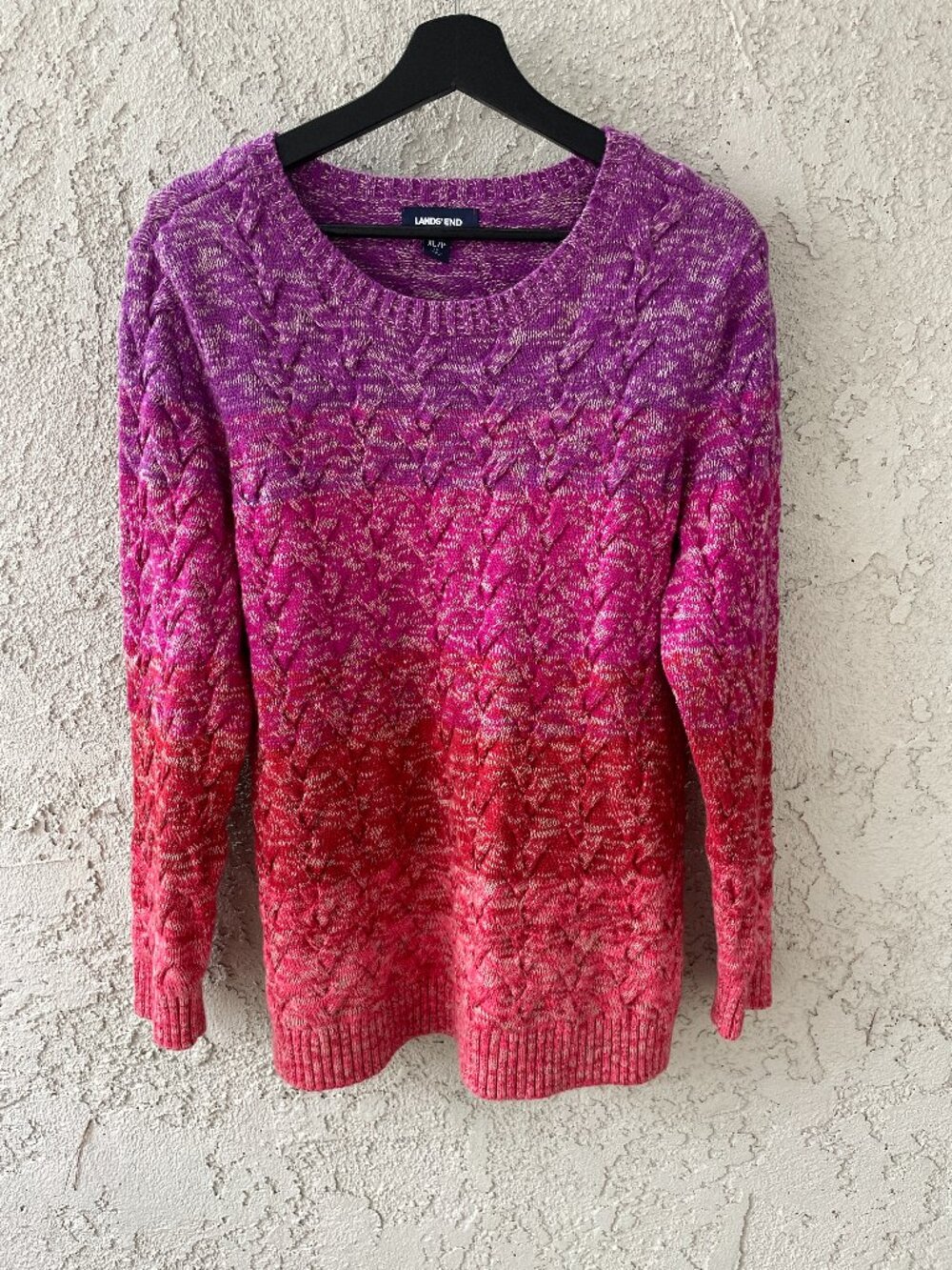 Lands' End Pink Purple Ombre Drifter Sweater XL Petite